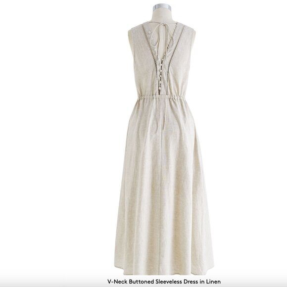 CHICWISH - V-Neck Buttoned Sleeveless Dress in Linen - XS - Picture 7 of 8